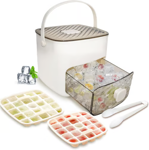 ☀️🧊One-Press Easy Release Ice Cube Tray Set with Lid & Storage Bin