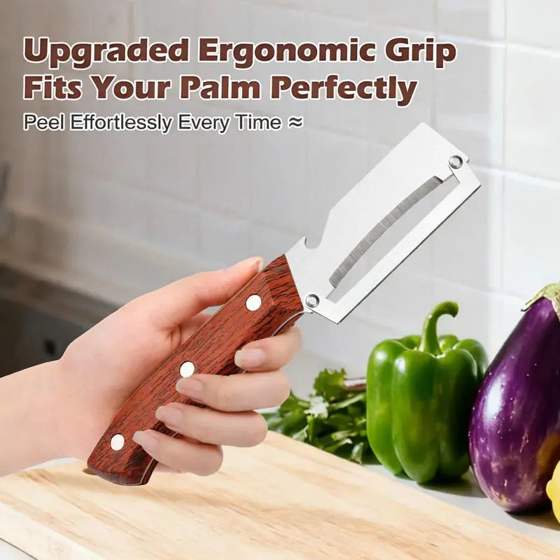 Primalux™ Wooden-Handled Stainless Steel Shredder and Peeler