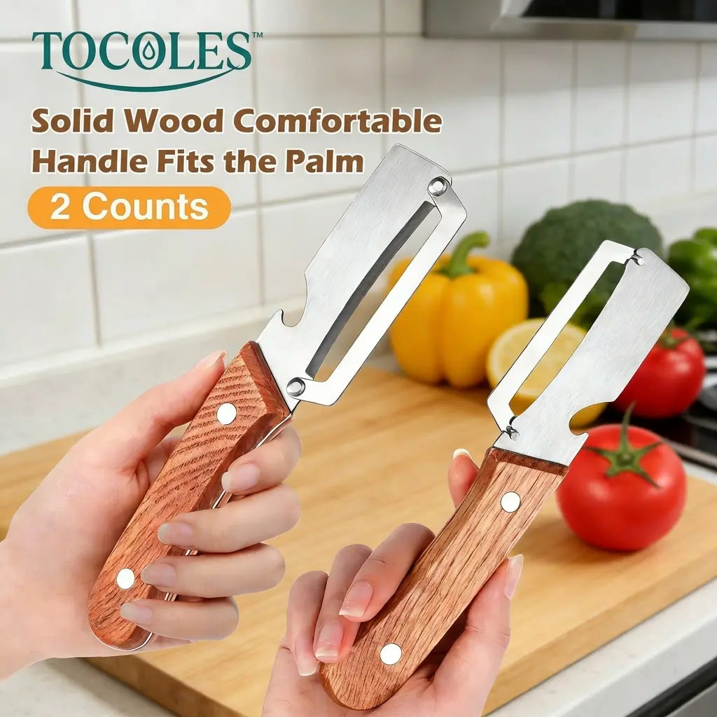 Primalux™ Wooden-Handled Stainless Steel Shredder and Peeler