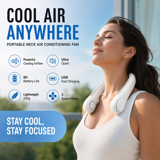 Primalux™ 🥳 HOT SALE 🥳 50K+ SOLD! 🍃 Neck Air Conditioner Fan – Quiet, Hands-Free Cooling 😎🌬️