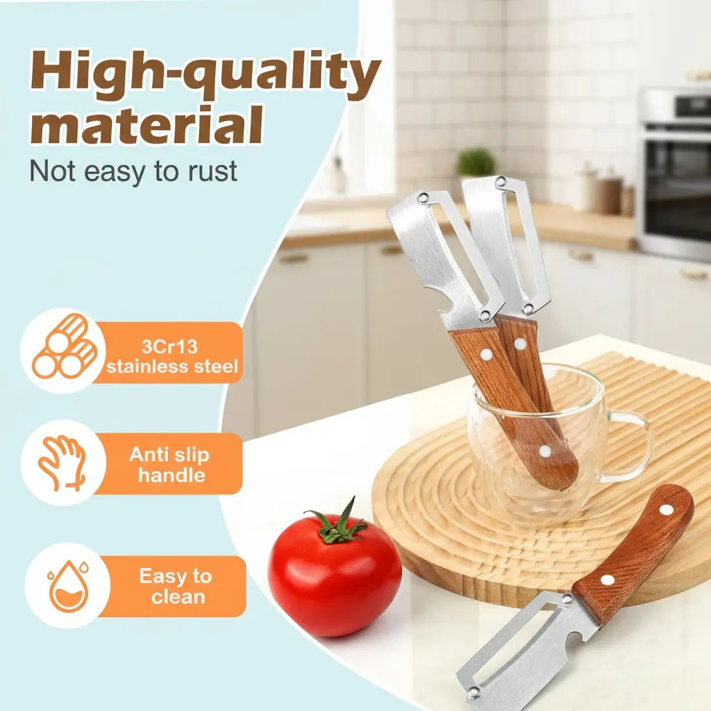 Primalux™ Wooden-Handled Stainless Steel Shredder and Peeler