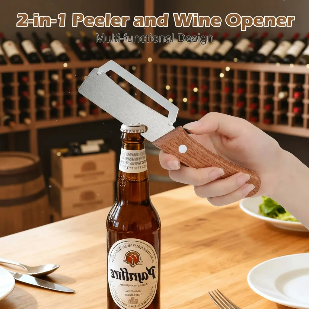 Primalux™ Wooden-Handled Stainless Steel Shredder and Peeler
