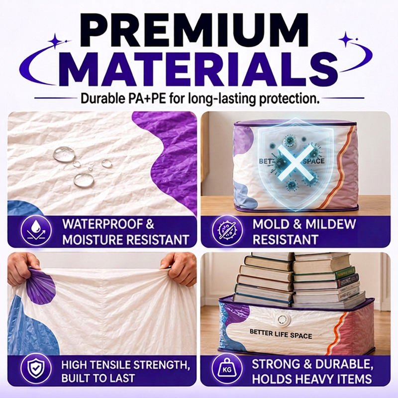 🥳2026 HOT SALE🥳💞 50% OFF! No‑Pump Vacuum Storage Bags – Press & seal, no pump needed. Saves 80% space, keeps clothes dry & dust‑free. Perfect for bulky bedding & off‑season gear. 🛏️🗄️
