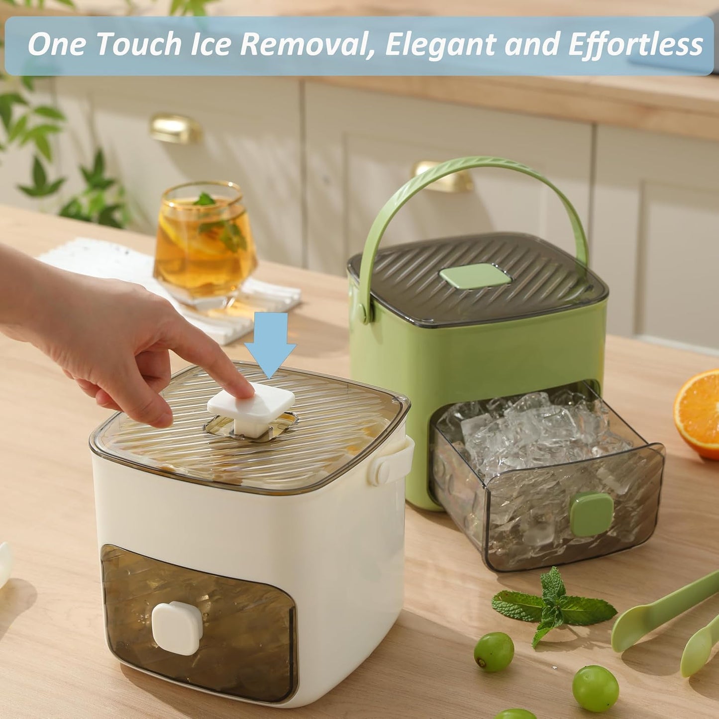 ☀️🧊One-Press Easy Release Ice Cube Tray Set with Lid & Storage Bin
