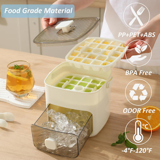 ☀️🧊One-Press Easy Release Ice Cube Tray Set with Lid & Storage Bin
