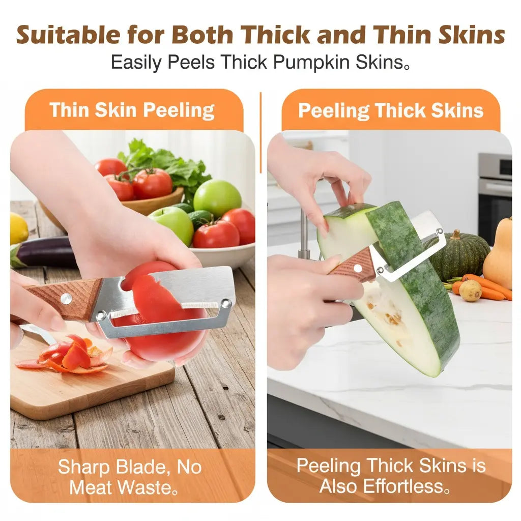 Primalux™ Wooden-Handled Stainless Steel Shredder and Peeler