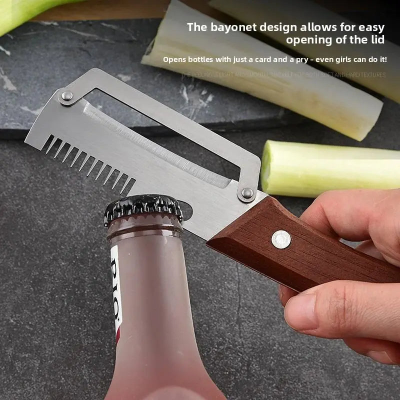 Primalux™ Wooden-Handled Stainless Steel Shredder and Peeler